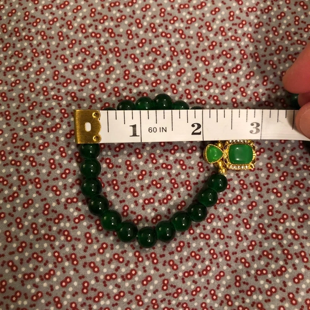 Elegant Green Beaded Bracelet Set of 2 Bracelets